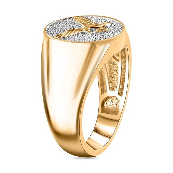 Men's White Diamond Accent Eagle Ring in 18K YG Plated Brass Size 13 by Karis - Picture 2 of 5